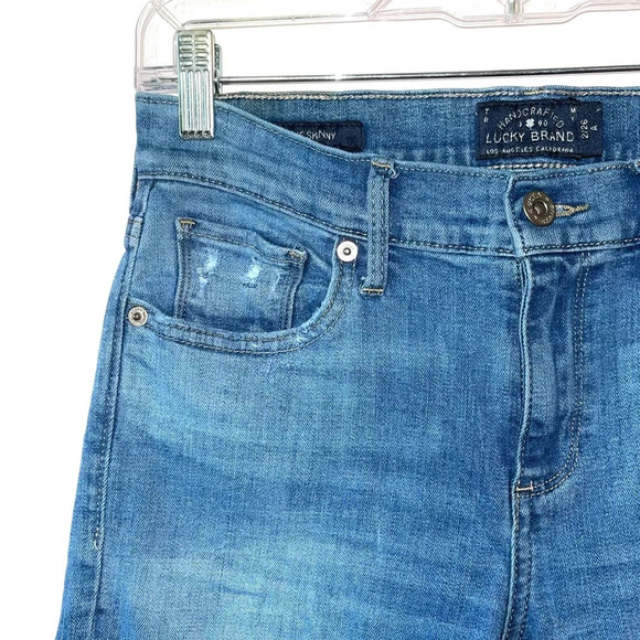 Lucky Brand Brooke Medium Wash Mid-rise Distressed Skinny Jeans 26 Women’s - Picture 2 of 15